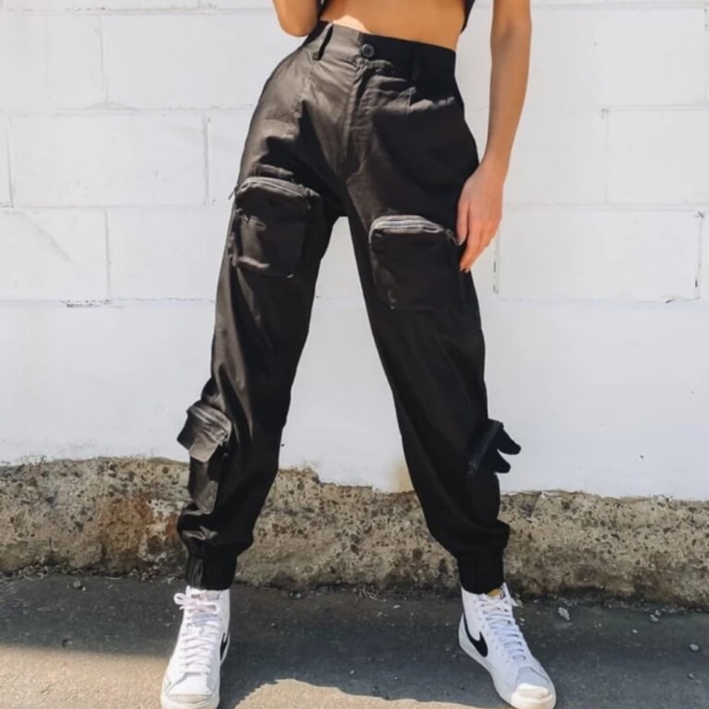 Beginning Boutique Black Cargo Joggers
